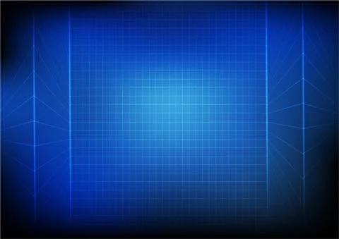 Vector : Perspective grid network on blue background Stock Illustration