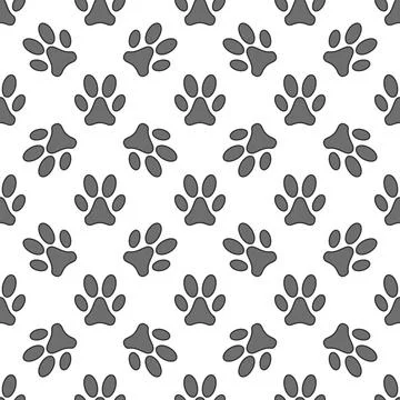 Vector Pet Paw Prints Seamless minimal cute Pattern Stock Illustration