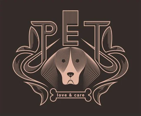 Vector pet text logo in monogram style Stock Illustration