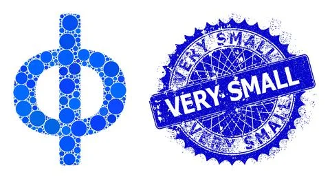 Vector Phi Greek Lowercase Symbol Composition of Small Circles and Scratched Stock Illustration