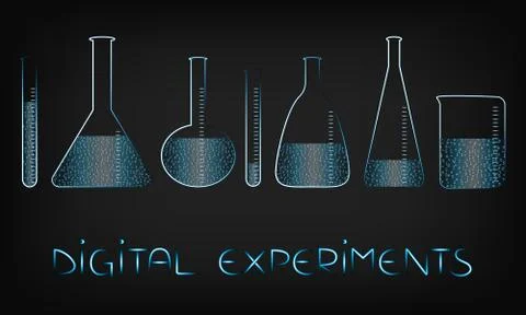Vector phials with binary code, digital lab concept Stock Illustration