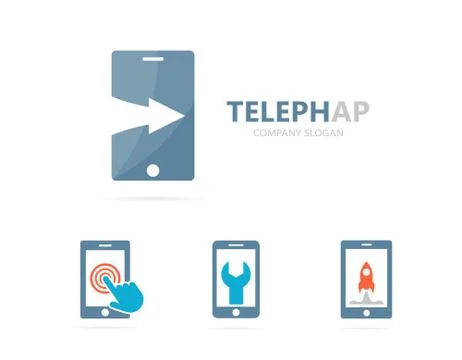 Vector of phone and arrow up logo combination. Mobile and growth symbol or icon Stock Illustration