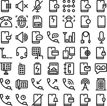 Vector of Phone Icon Set. Perfect for user interface, new application Stock Illustration
