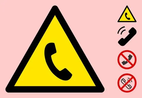 Vector Phone Warning Triangle Sign Icon Illustrazione stock