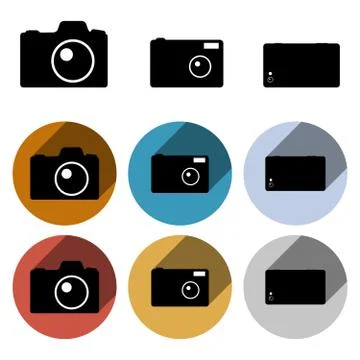 Vector photo camera icon set Stock Illustration