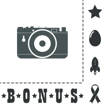Vector photo camera icon, sign and button Stock Illustration