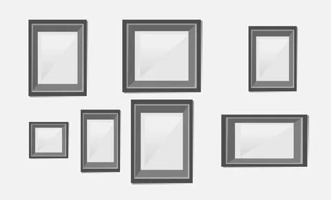 Vector photo frame set for templates, empty photo frame mock up Stock Illustration