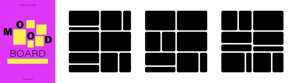Vector photo grid template set with blank frames. Collage layout collection with Stock Illustration