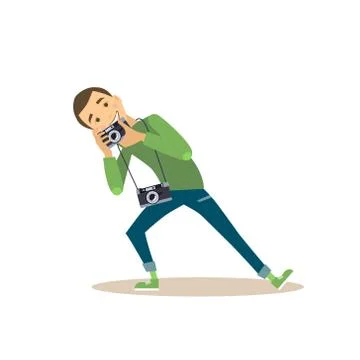 Vector Photographer in Flat Style Stock Illustration