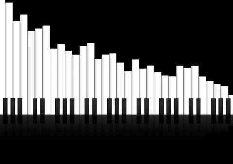 Vector : Piano keyboard with bar graph concept on black background Stock Illustration