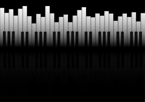 Vector : Piano with reflect on black background Stock Illustration