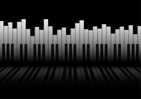 Vector : Piano with reflect on black background Stock Illustration