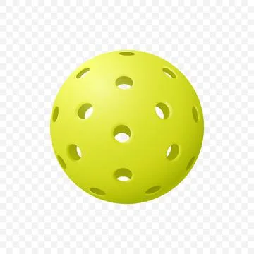 Vector Pickleball Ball Isolated. Yellow Perforated Plastic Ball for Pickleball Stock Illustration