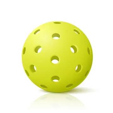 Vector Pickleball Ball with Reflection. Yellow Perforated Plastic Ball for Stock Illustration