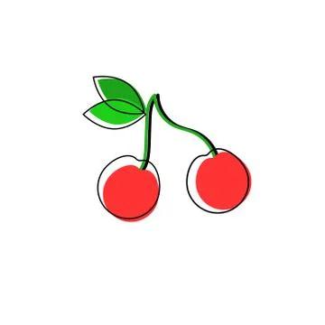 Vector picture of cherries on a white background Stock Illustration