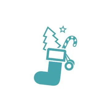 Vector picture sock, fir-tree, star and candy. 库存插图