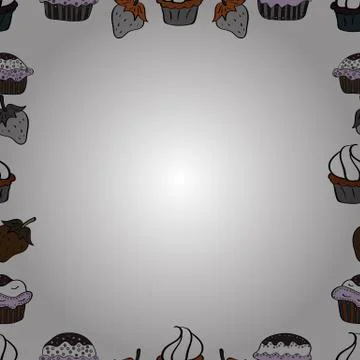 Vector. Picture in white, gray and black colors. Foursquare frames doodles. Seam Illustrazione stock