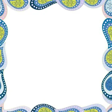 Vector. Picture in white, neutral and blue colors. Foursquare frames doodles. Se 스톡 일러스트