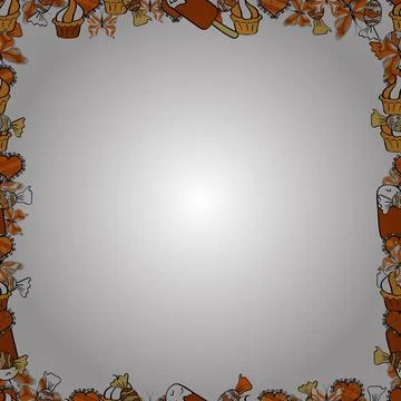Vector. Picture in white, orange and black colors. Doodles elements hand drawn f イラスト素材