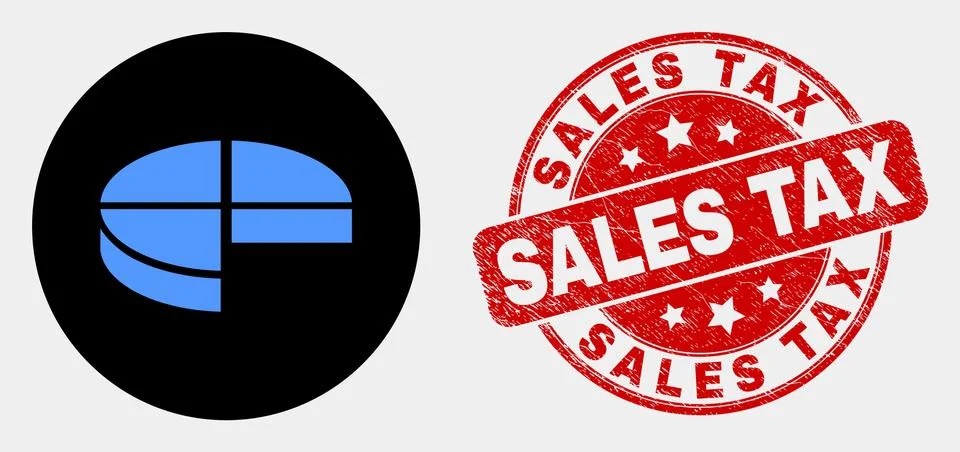 Vector Pie Chart Icon and Grunge Sales Tax Watermark 스톡 일러스트