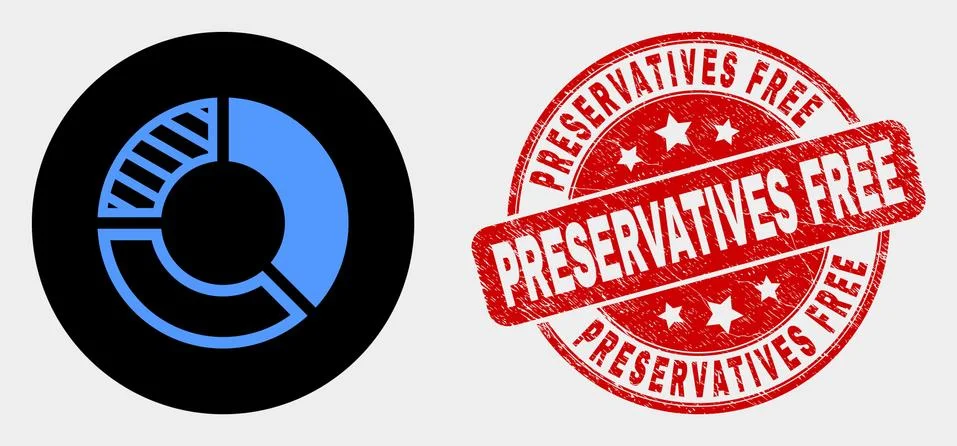 Vector Pie Chart Icon and Distress Preservatives Free Watermark Stock Illustration