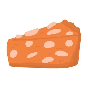 Vector pie slices in cartoon hand drawn style. Sweet baked dessert isolated on Stock Illustration