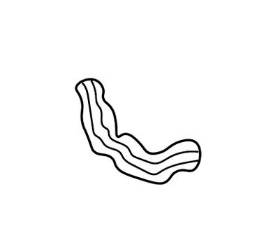 Vector piece of bacon with a black line.Simple food and cooking illustration Stock Illustration