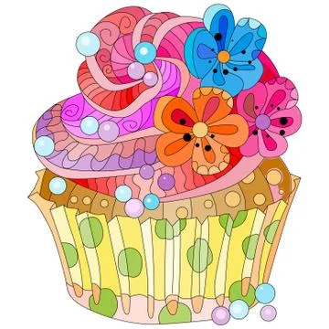 Vector piece of cake with abstract ornaments. Stock Illustration