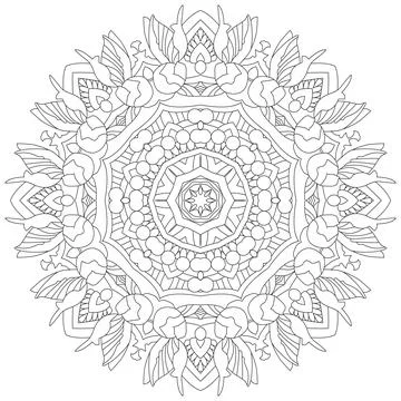 Vector piece of cake with abstract ornaments on a patterned round substrate. Stock Illustration