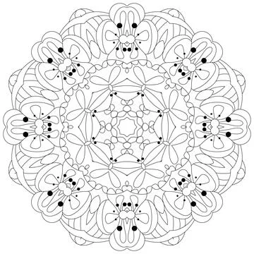 Vector piece of cake with abstract ornaments on a patterned round substrate. Stock Illustration
