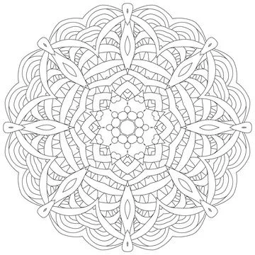 Vector piece of cake with abstract ornaments on a patterned round substrate. Stock Illustration