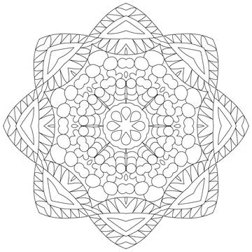 Vector piece of cake with abstract ornaments on a patterned round substrate. イラスト素材