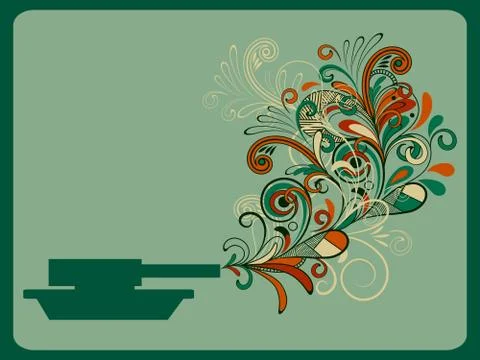 Vector piece concept composition with tank and floral pattern Stock Illustration