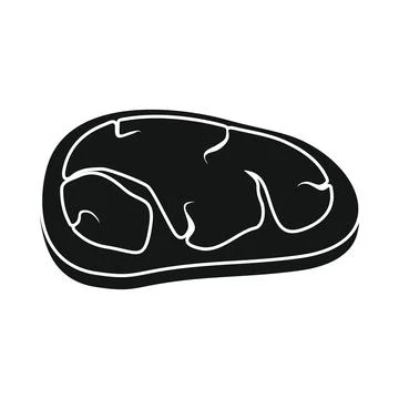 Vector piece of meat black simple icon isolated Stock Illustration