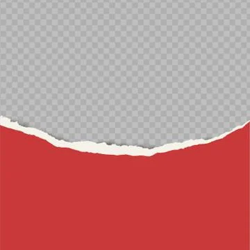 Vector piece of realistic red torn paper with shadow on transparent background. Stock Illustration