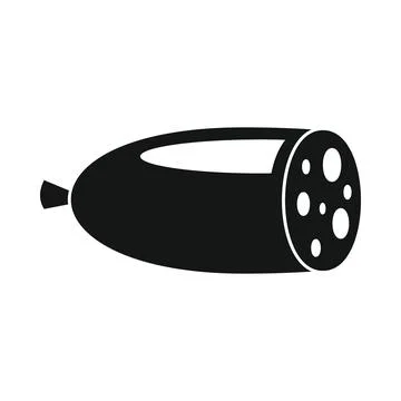Vector piece of sausage black simple icon isolated Stock Illustration
