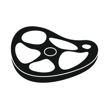 Vector piece of steak black simple icon isolated on white Stock Illustration