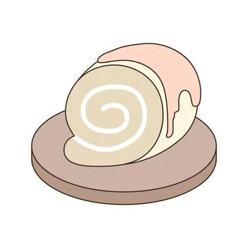 Vector Piece of Vanilla roll cake. Stock Illustration