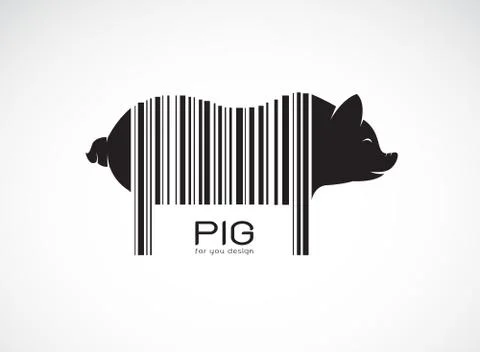 Vector of pig on the body is a barcode. Farm Animals. Pig design. Easy editab Illustrazione stock