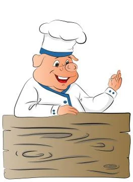 Vector of pig chef giving ok gesture. Stock Illustration