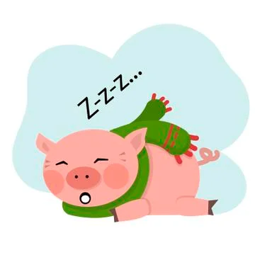 Vector Pig sleep isolated over white vector Stock Illustration