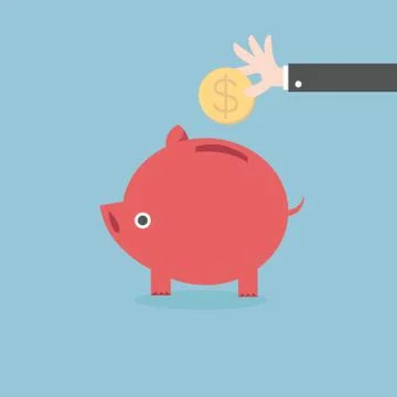 Vector piggy bank concept, flat design, money savings, vector EPS10. Stock Illustration