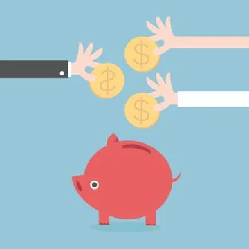 Vector piggy bank concept, flat design, money savings, vector EPS10. Stock Illustration