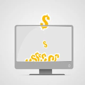 Vector : Piggy bank with dollar in computer concept Stock Illustration