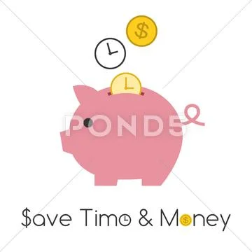 Vector piggy bank with golden coin Stock Illustration