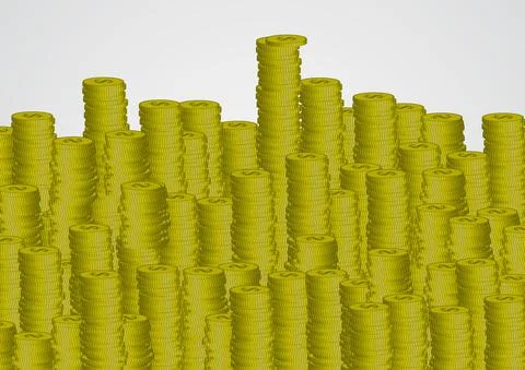 Vector : Piles of coins on white background Illustrazione stock