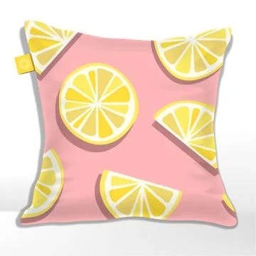 Vector Pillow or Cushion with Lemon or Lime Slices Pattern Printed Stock Illustration