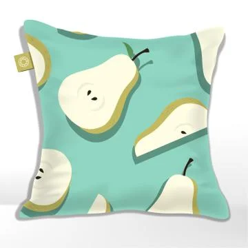 Vector Pillow or Cushion with Pear Pattern Printed Stock Illustration