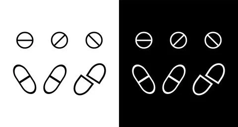 Vector pills icon set medicament and pharmaceutical symbol. Stock Illustration