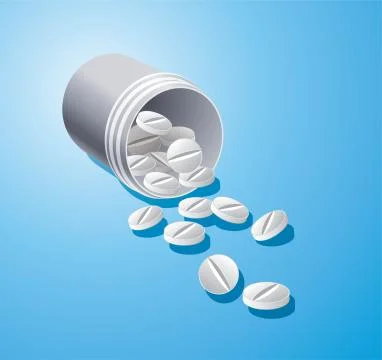 Vector pills in a medical container Stock Illustration